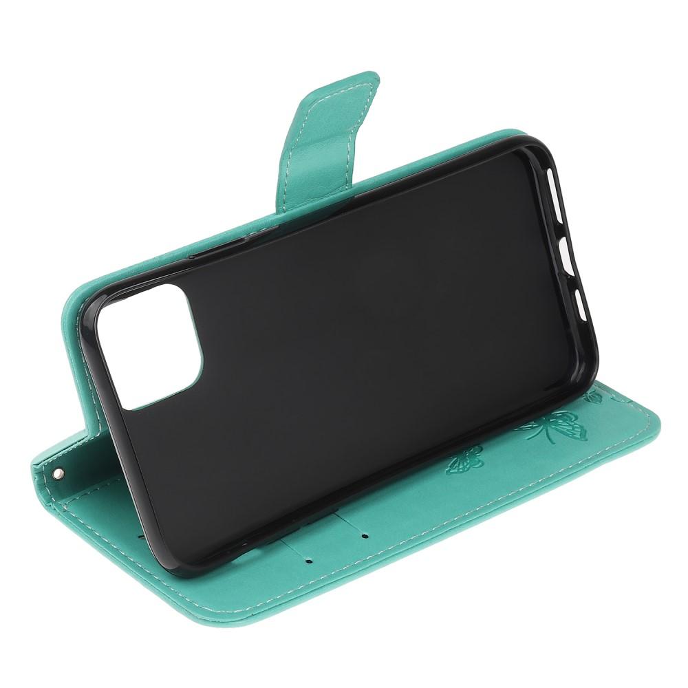 Nahkakotelo Perhonen iPhone 12 Mini vihreä