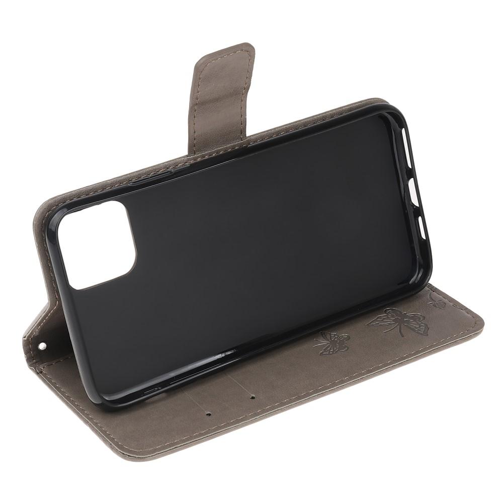 Nahkakotelo Perhonen iPhone 12/iPhone 12 Pro Harmaa