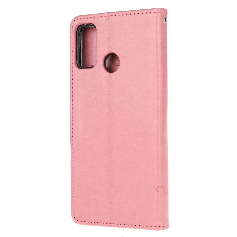 Nahkakotelo Perhonen Motorola Moto G10/G20/G30 vaaleanpunainen