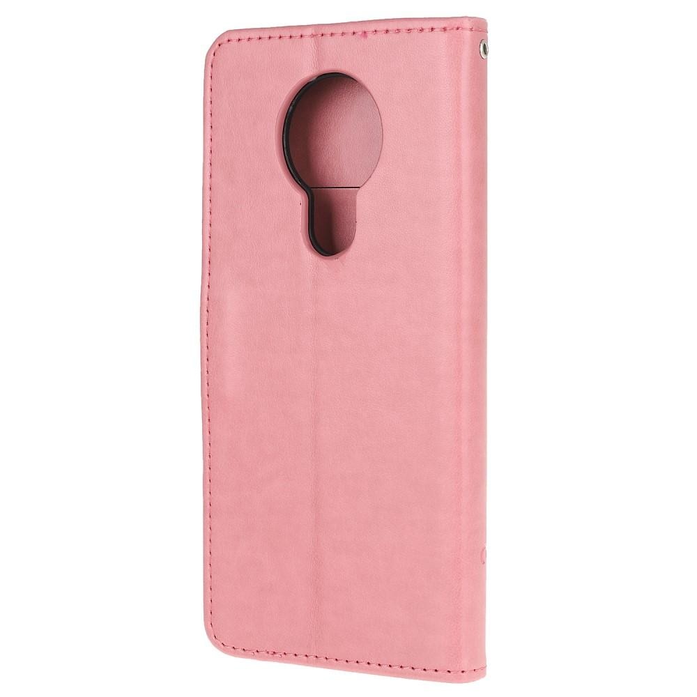 Nahkakotelo Perhonen Nokia 5.3 vaaleanpunainen