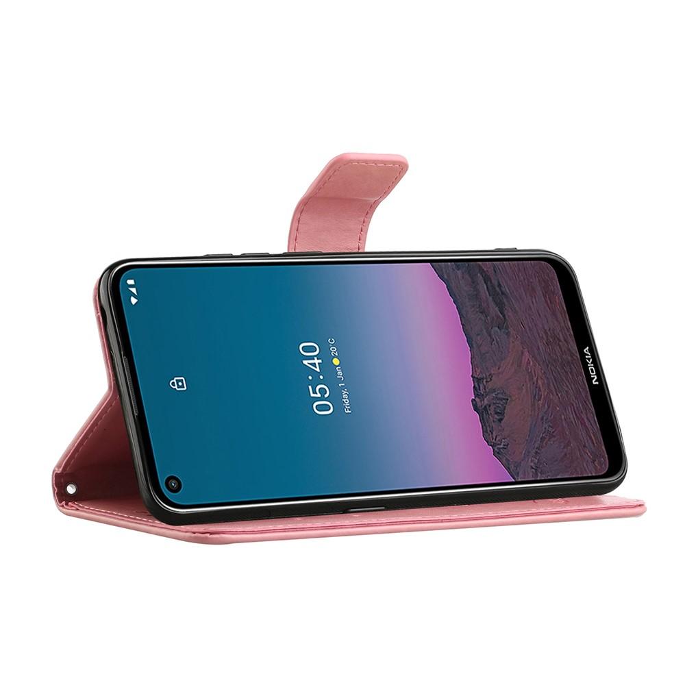 Nahkakotelo Perhonen Nokia 5.4 vaaleanpunainen