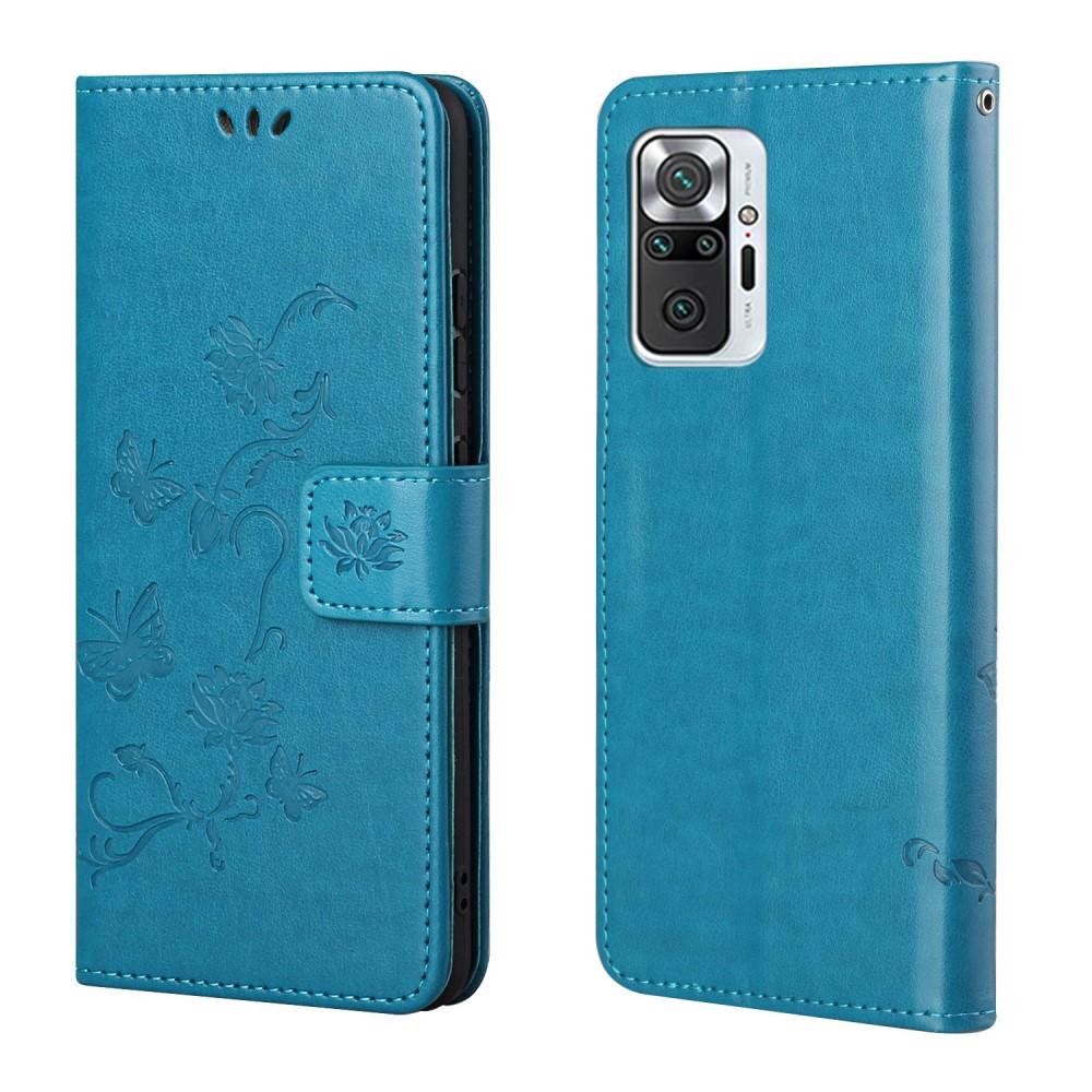 Nahkakotelo Perhonen Xiaomi Redmi Note 10 Pro Sininen