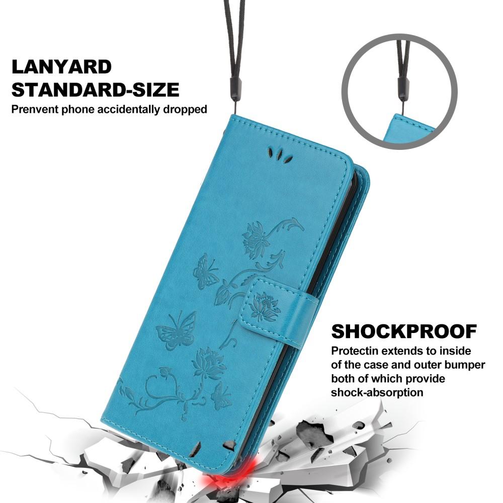 Nahkakotelo Perhonen Samsung Galaxy A12 5G Sininen