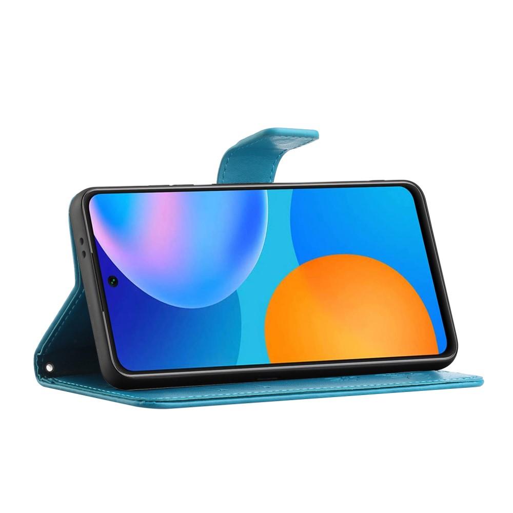 Nahkakotelo Perhonen Samsung Galaxy A72 5G sininen