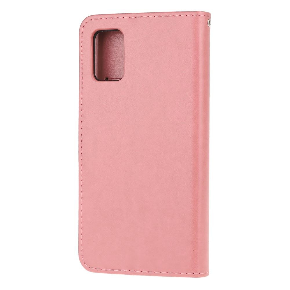 Nahkakotelo Perhonen Samsung Galaxy A72 5G vaaleanpunainen