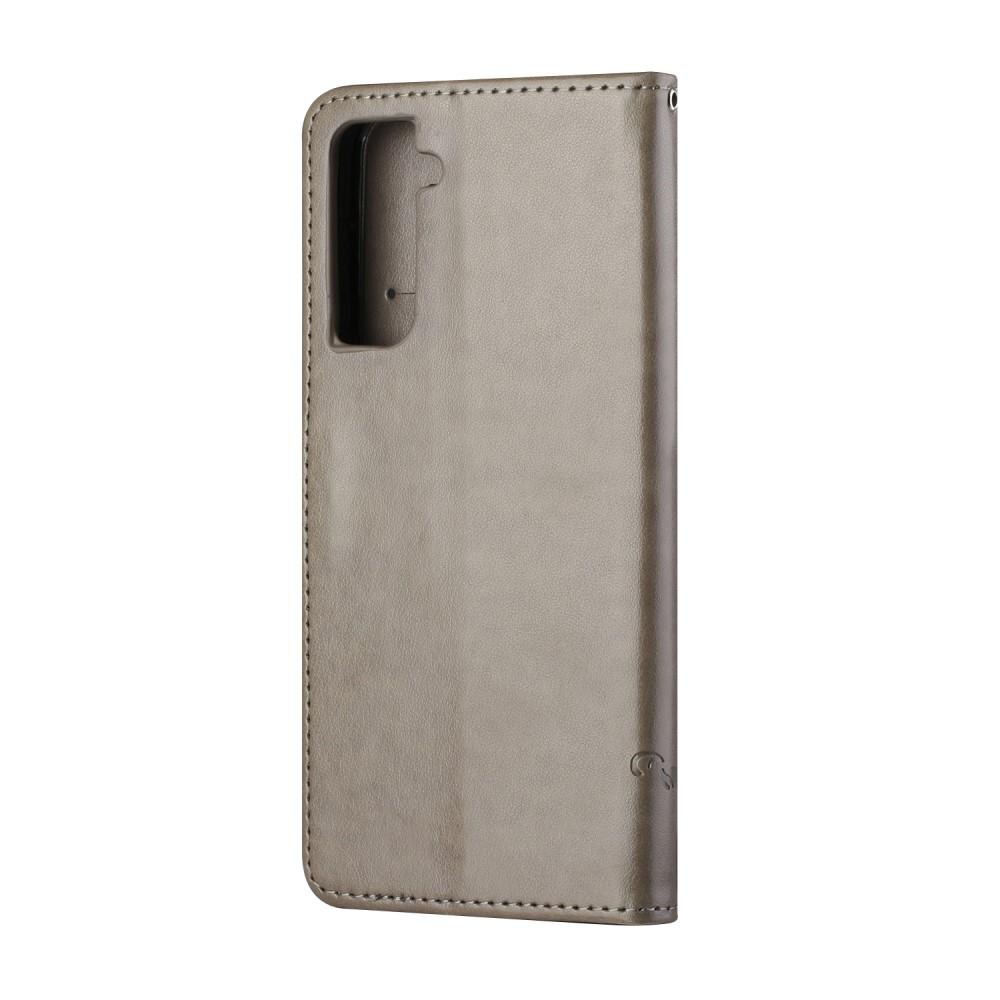 Nahkakotelo Perhonen Samsung Galaxy S21 Harmaa