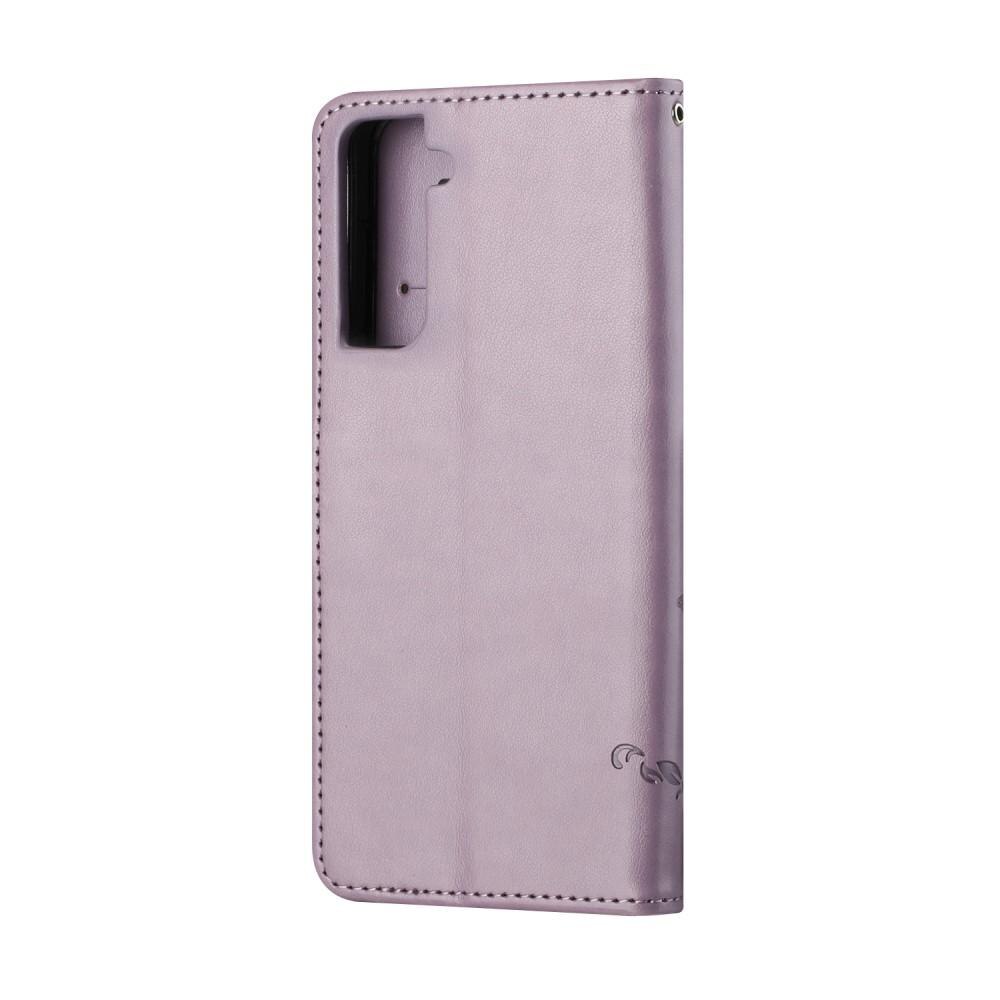 Nahkakotelo Perhonen Samsung Galaxy S21 Plus Liila