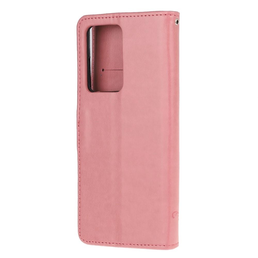 Nahkakotelo Perhonen Samsung Galaxy S21 Ultra Vaaleanpunainen