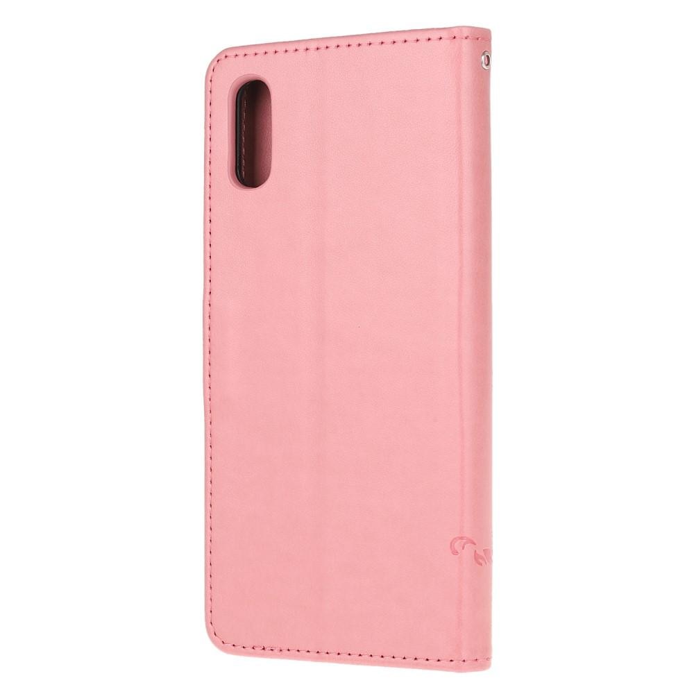 Nahkakotelo Perhonen Samsung Galaxy Xcover 5 vaaleanpunainen