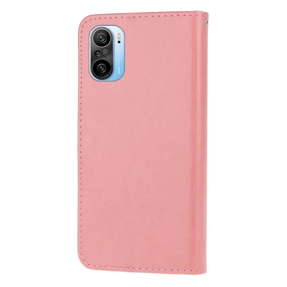 Nahkakotelo Perhonen Xiaomi Mi 11i vaaleanpunainen