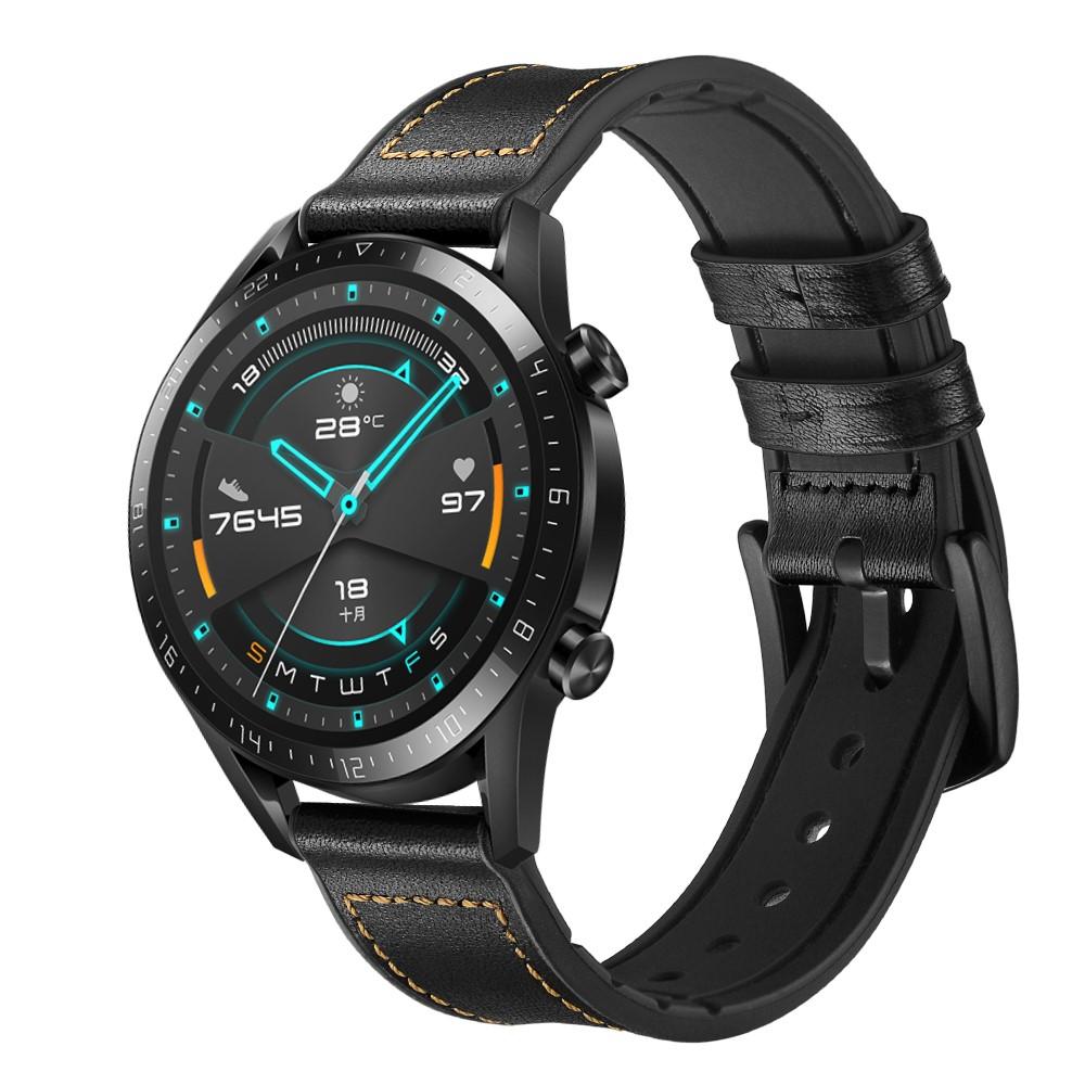 Premium Nahkaranneke Huawei Watch GT 2 Pro/GT 2 46mm/GT 2e musta