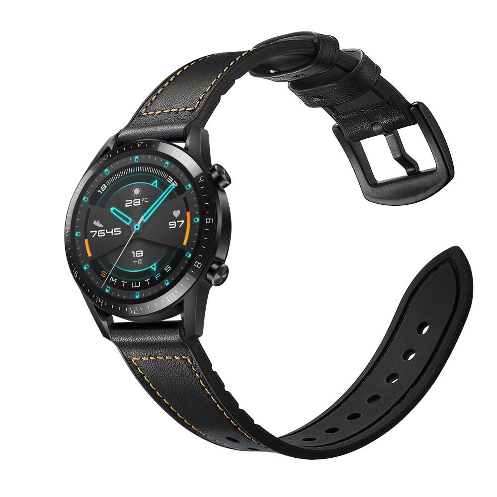 Premium Nahkaranneke Huawei Watch GT 2 Pro/GT 2 46mm/GT 2e musta