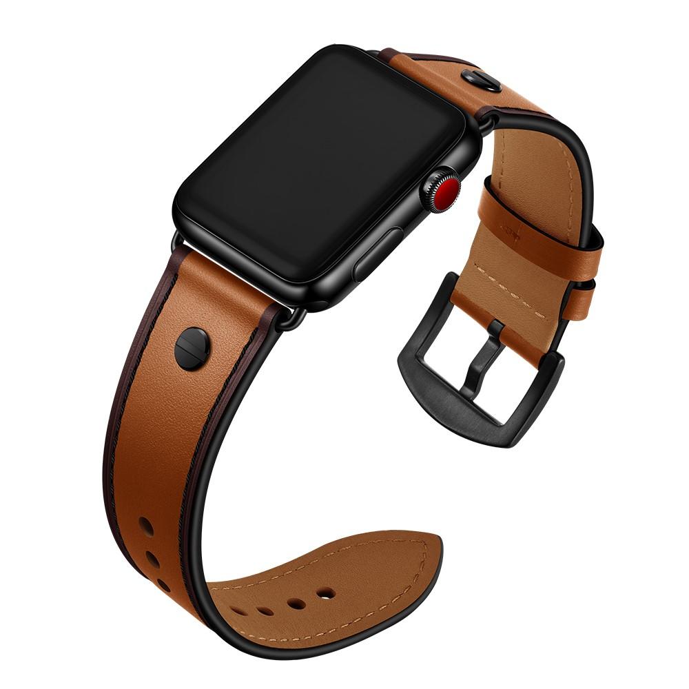 Premium Stud Watch Band Apple Watch 44mm Cognac