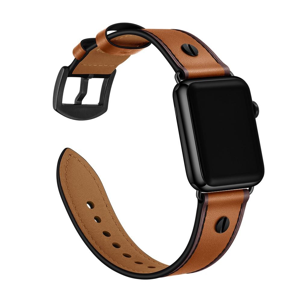 Premium Stud Watch Band Apple Watch 44mm Cognac