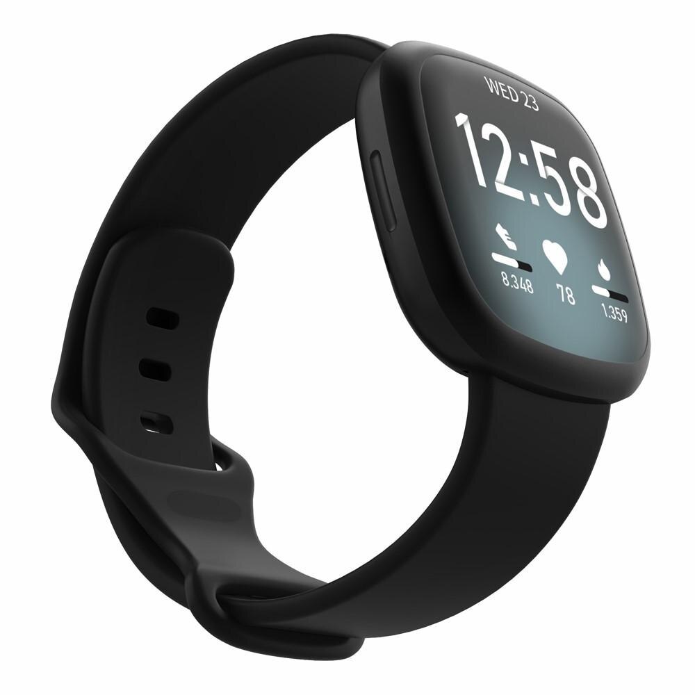 Silikoniranneke Fitbit Versa 3/Sense musta (Small)