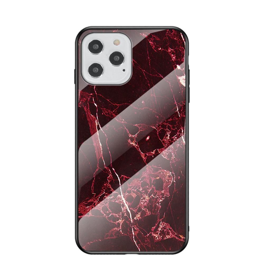 Panssarilasi Kuori iPhone 12/12 Pro punainen marmori