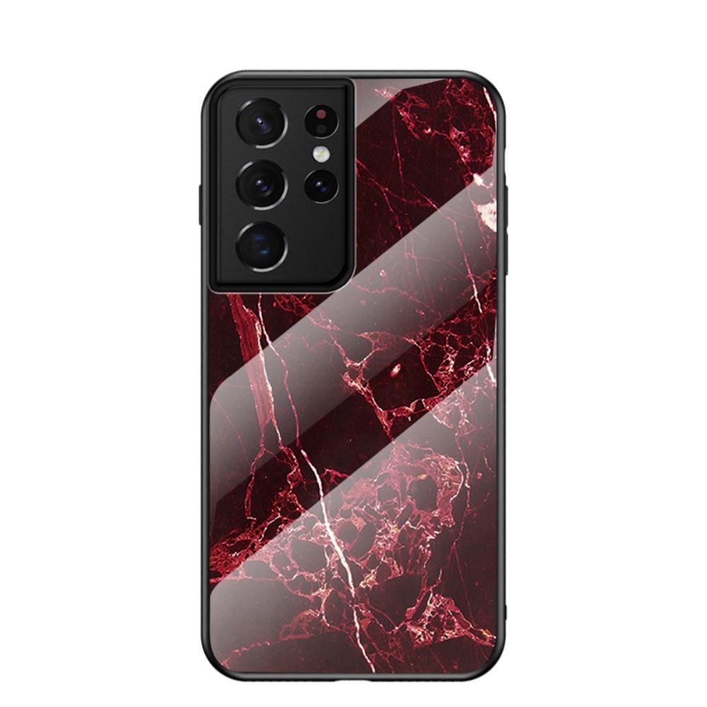 Panssarilasi Kuori Samsung Galaxy S21 Ultra punainen marmori