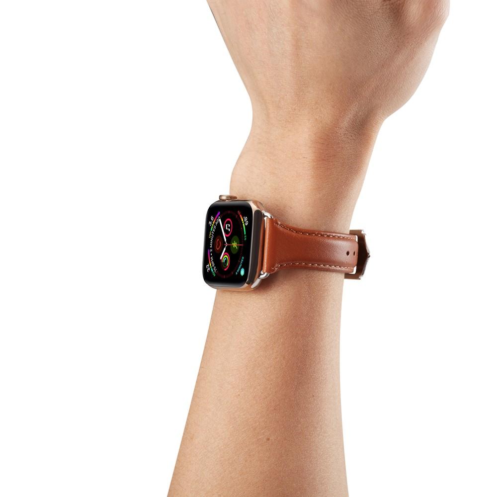 Slim Nahkaranneke Apple Watch 41mm Series 8 cognac