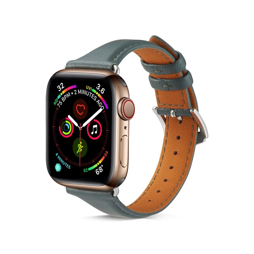 Slim Nahkaranneke Apple Watch 45mm Series 7 vihreä