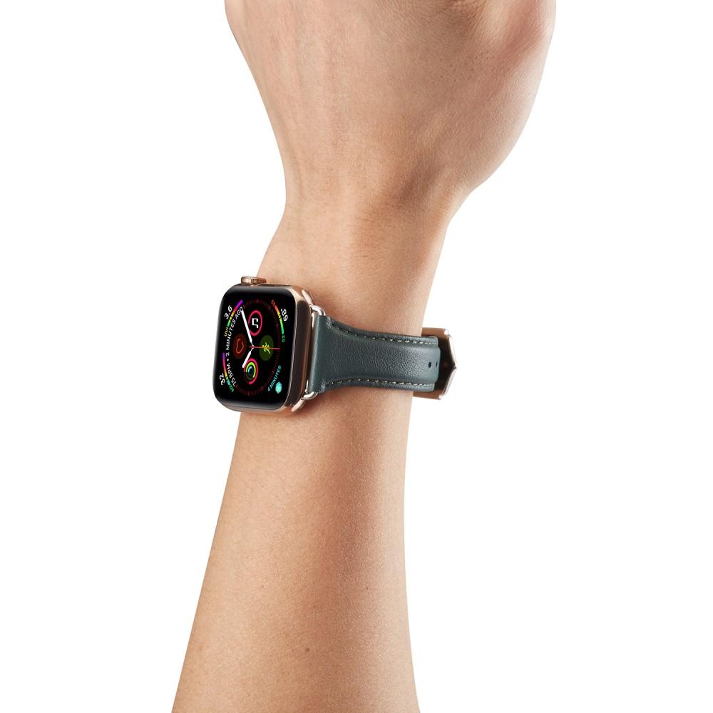 Slim Nahkaranneke Apple Watch 41mm Series 8 vihreä