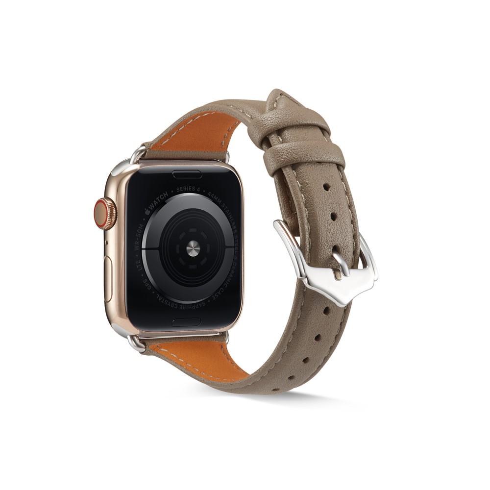 Slim Nahkaranneke Apple Watch 45mm Series 8 harmaa