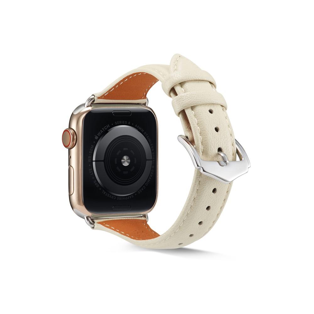 Slim Nahkaranneke Apple Watch 45mm Series 8 valkoinen