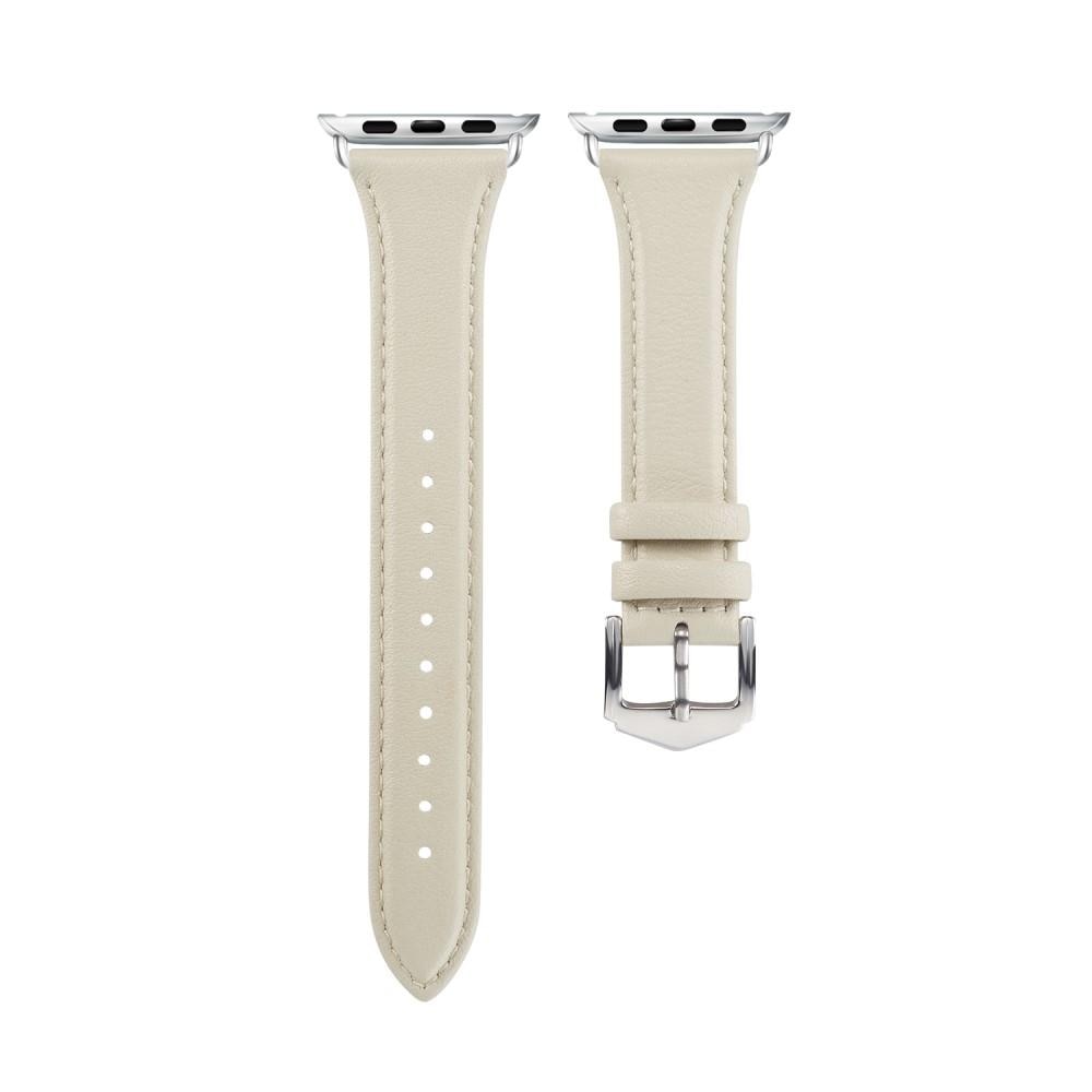 Slim Nahkaranneke Apple Watch 42/44/45 mm valkoinen