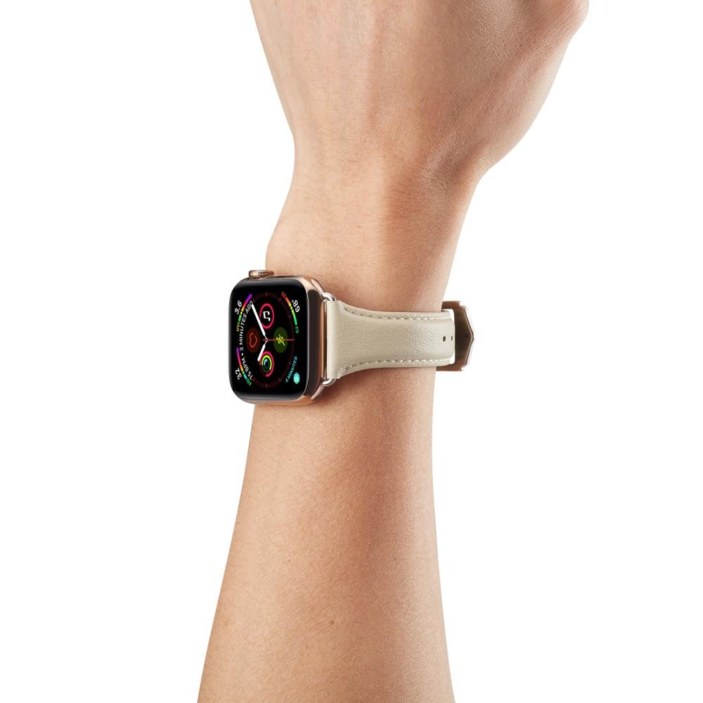 Slim Nahkaranneke Apple Watch 45mm Series 8 valkoinen