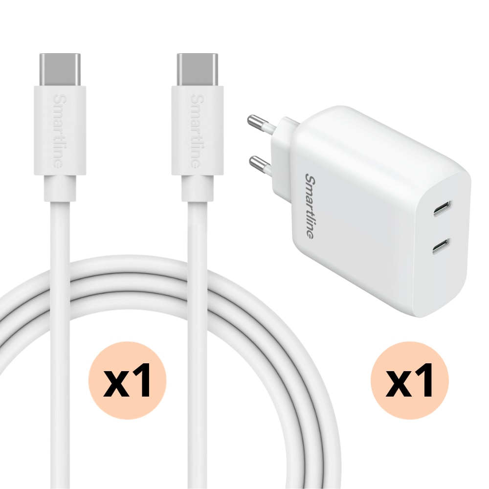 Nothing Phone 2a Premiumlaturi - 2 metrin johto ja Dual seinälaturi USB-C 35W - Smartline