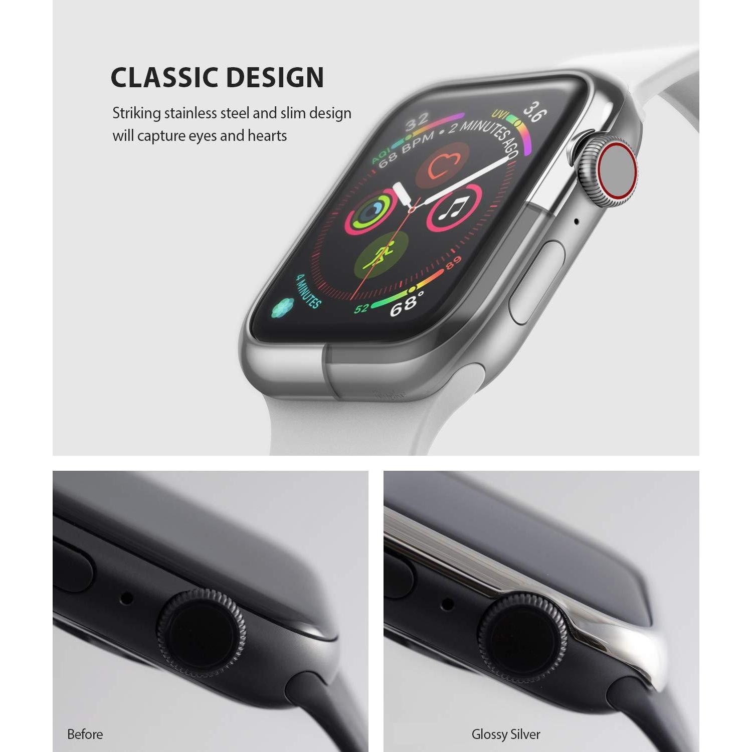 Bezel Styling Apple Watch 45mm Series 8 Glossy Silver