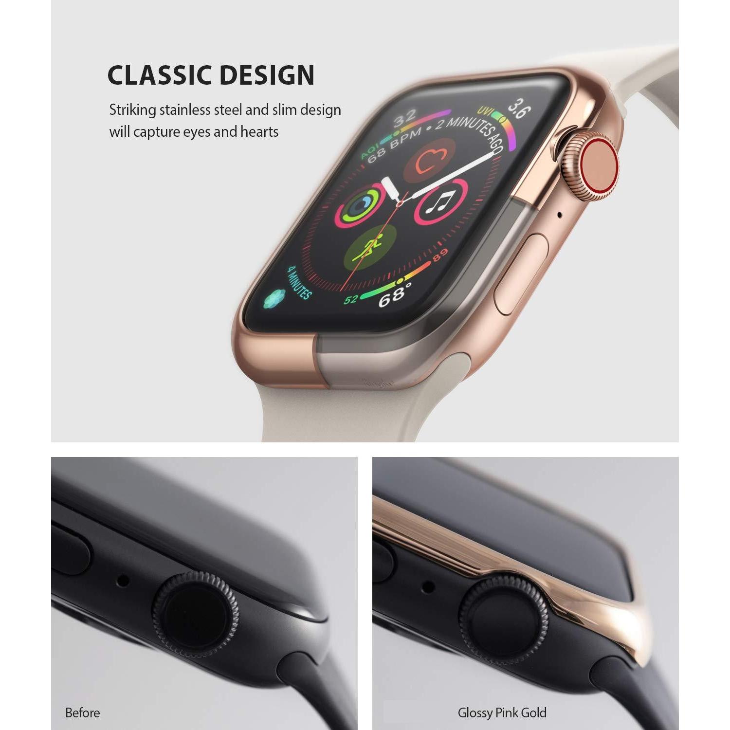 Bezel Styling Apple Watch 44mm Glossy Pink Gold