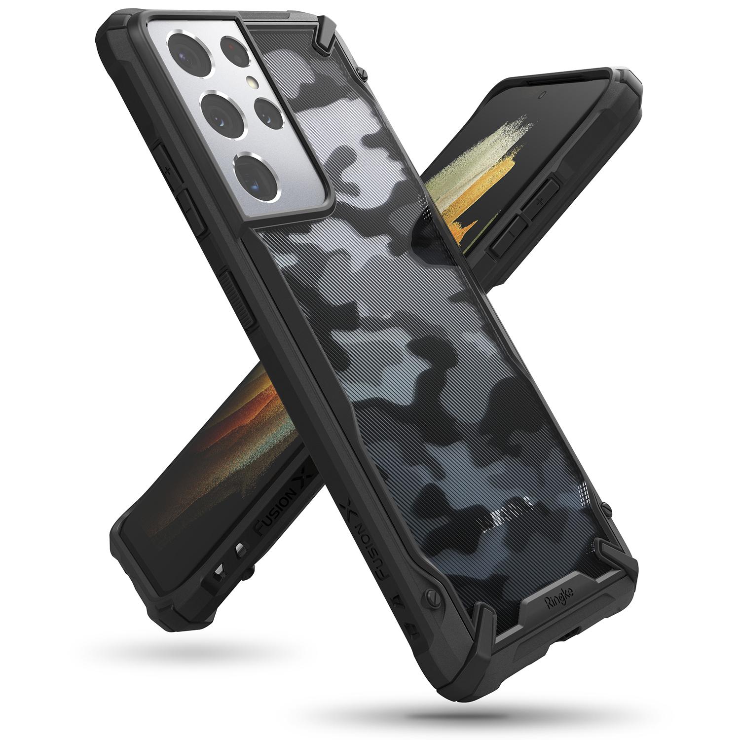 Fusion X Design Case Galaxy S21 Ultra Camo Black