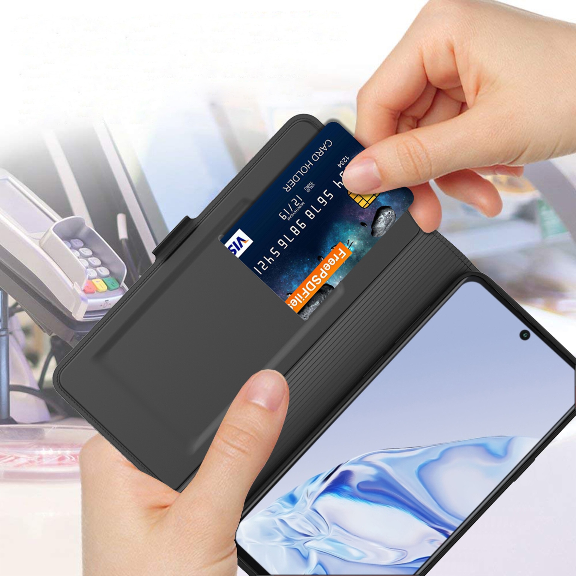 Slim Card Wallet Huawei P30 musta