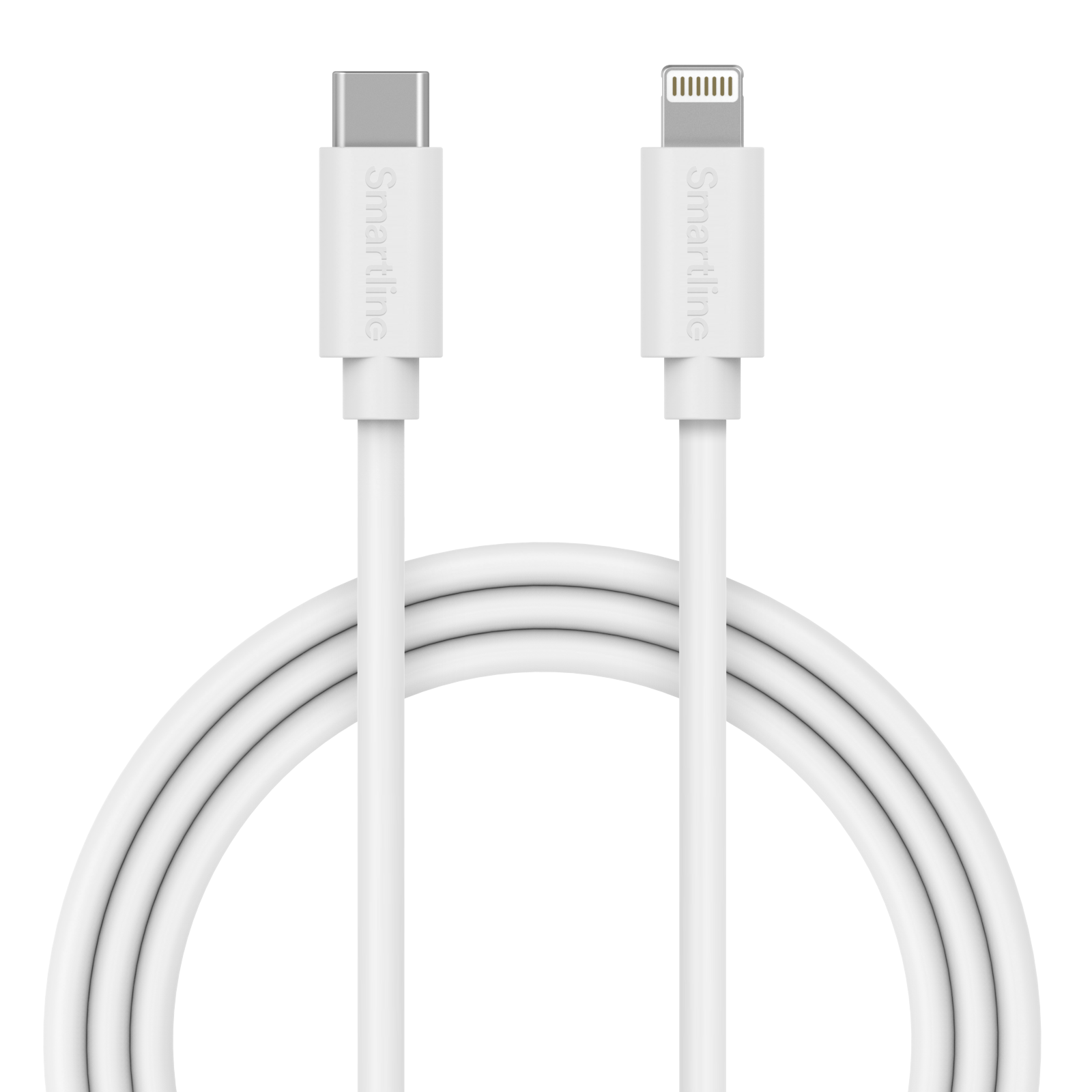 Pitkä USB-kaapeli USB-C - Lightning 2m iPhone 12 Mini valkoinen