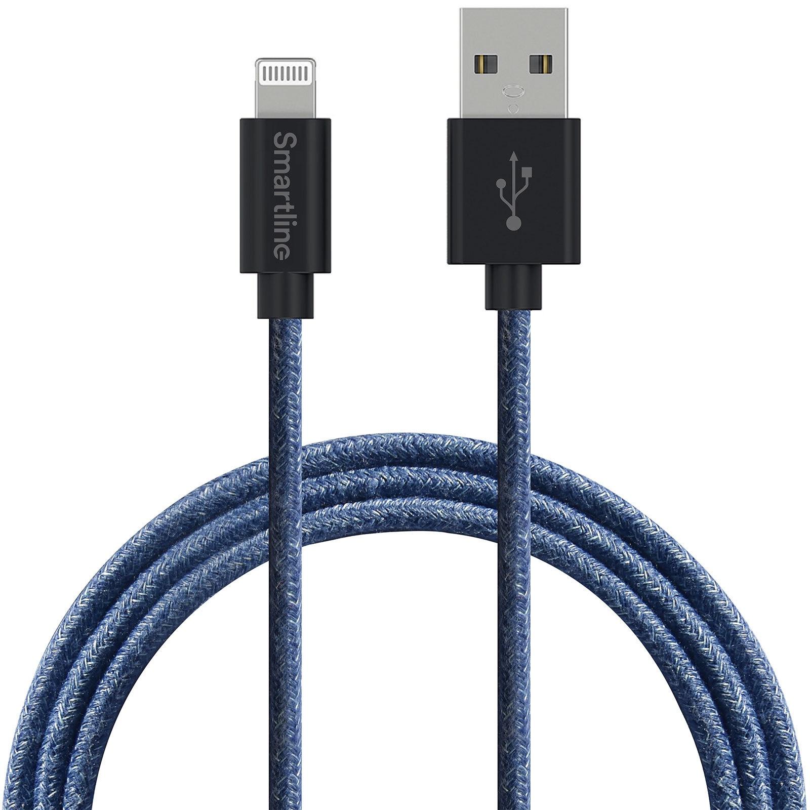 Fuzzy USB Cable Lightning 2m Blue