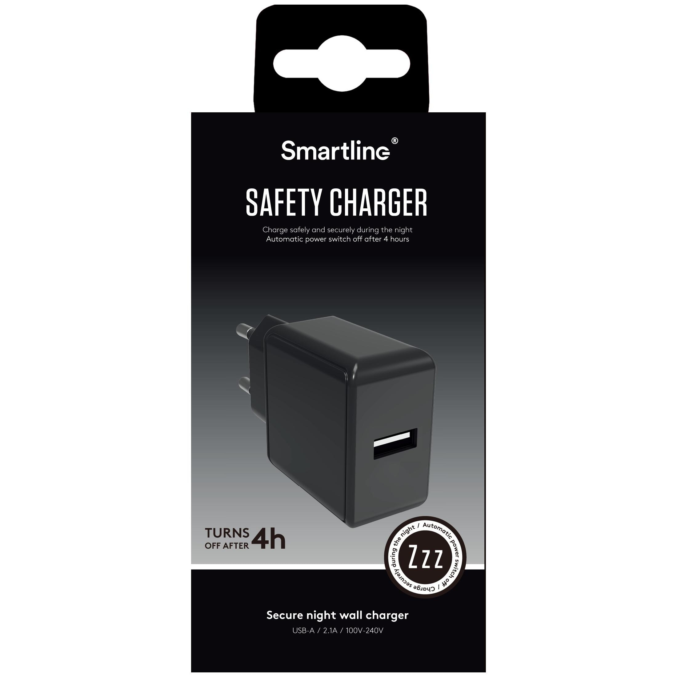 Safety Charger 2.1A musta