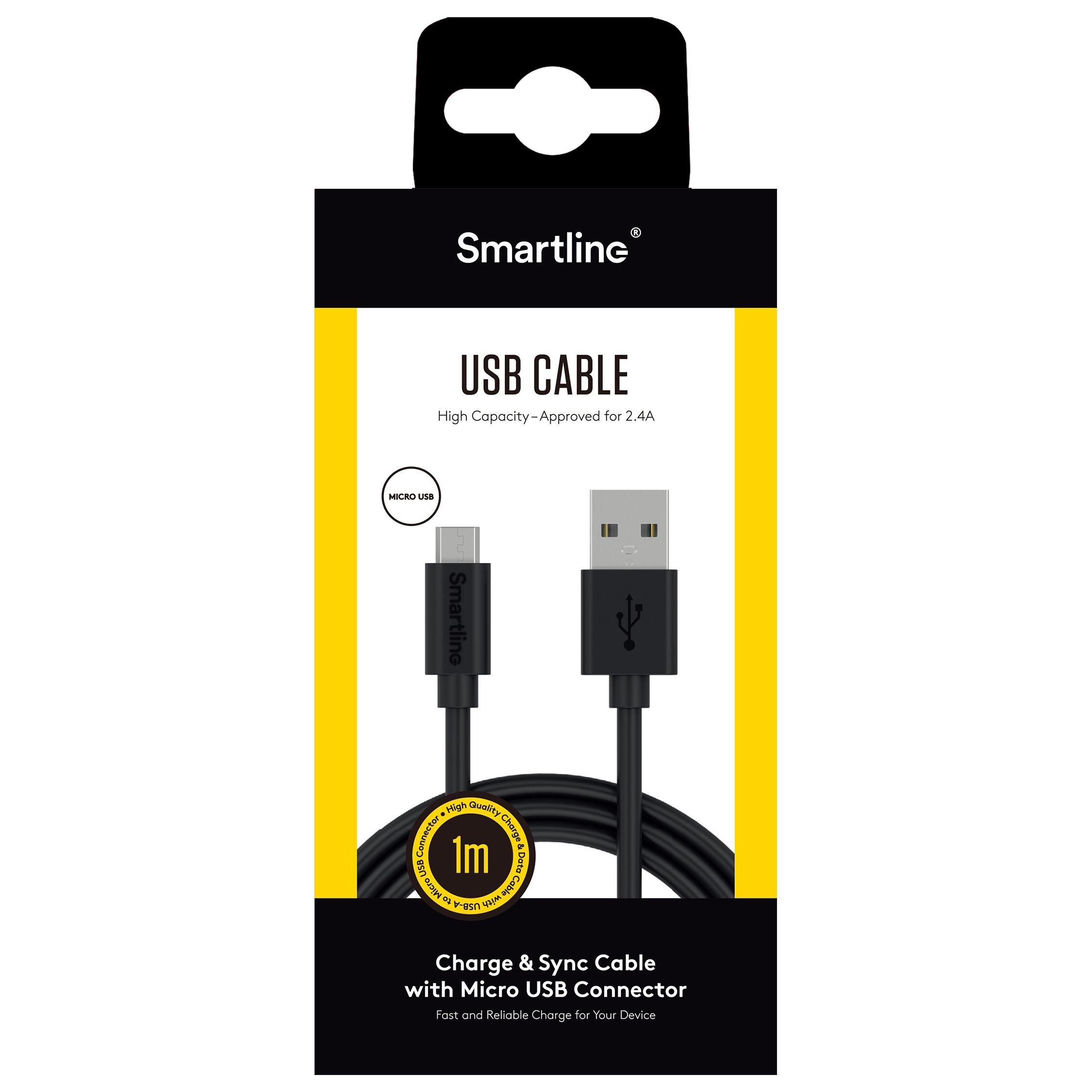 USB Cable MicroUSB 1m musta