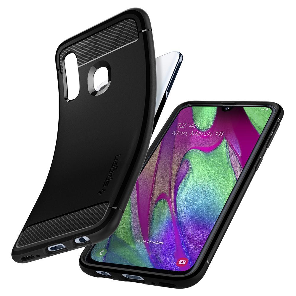 Galaxy A40 Case Rugged Armor Black