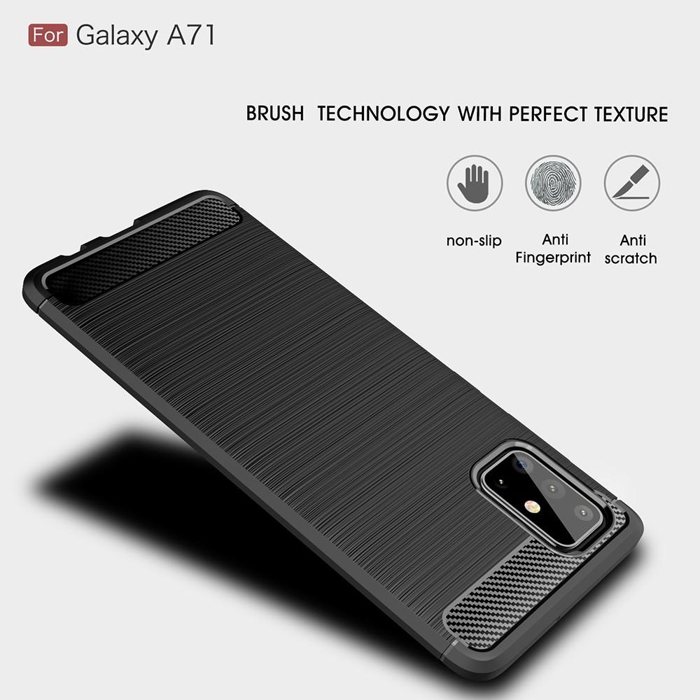 Samsung Galaxy A71 Kuori TPU Brushed Musta