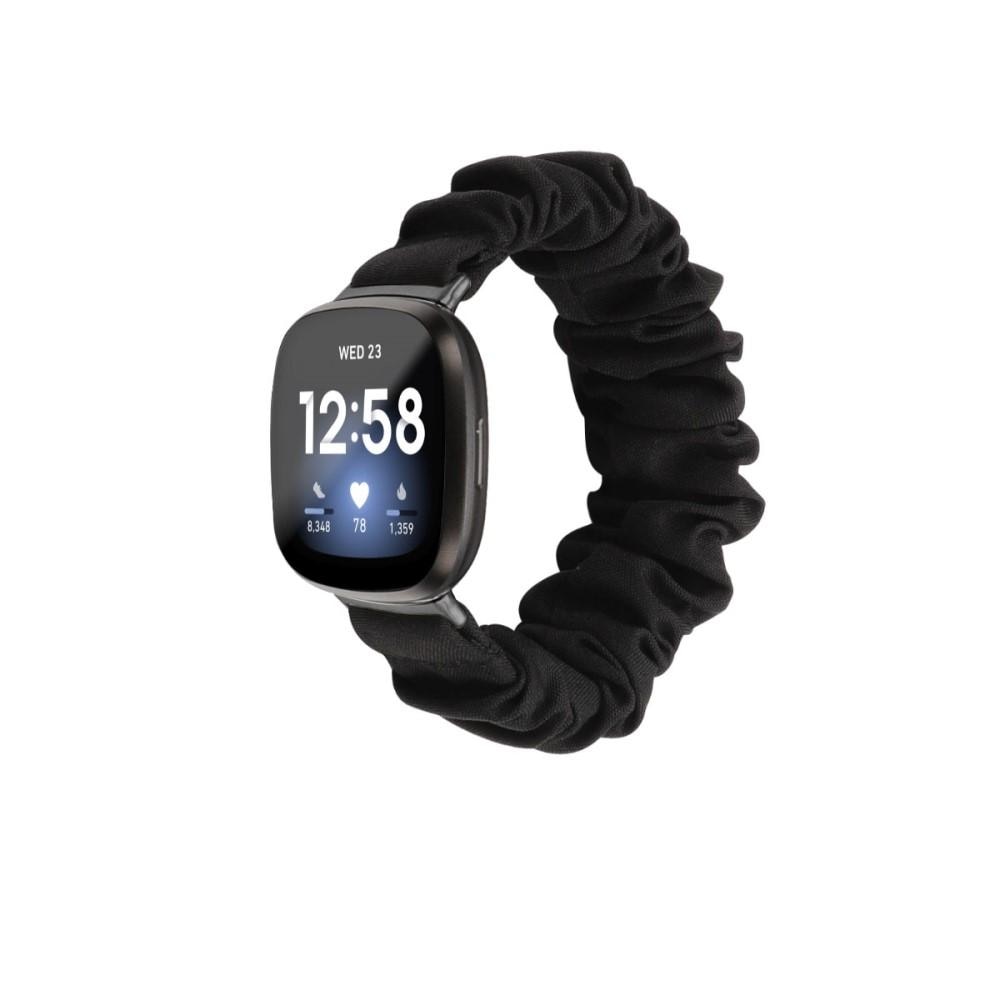 Fitbit Versa 3/Sense Scrunchie ranneke Musta