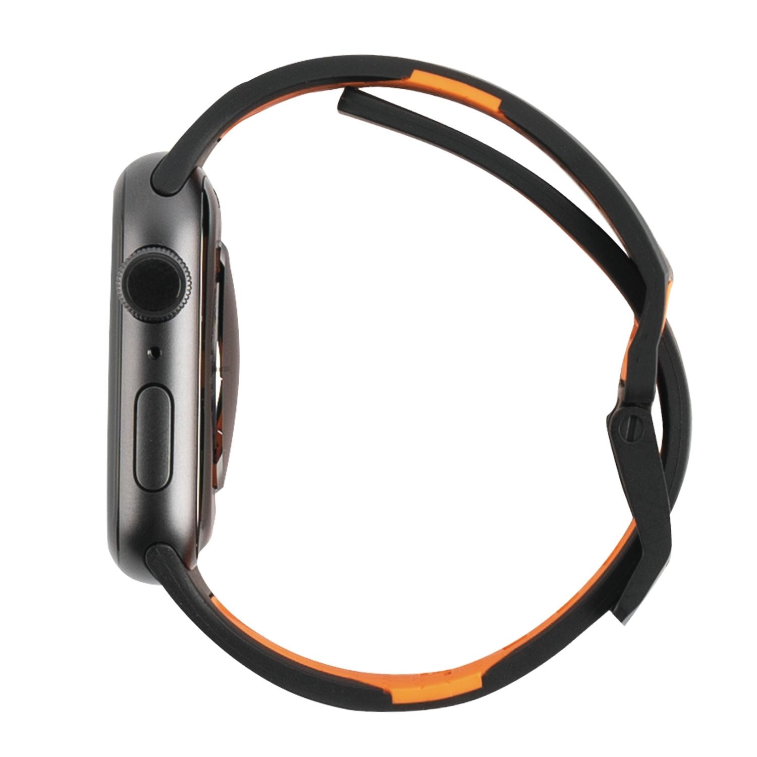Civilian Silicone Strap Apple Watch 42/44/45 mm Black/Orange