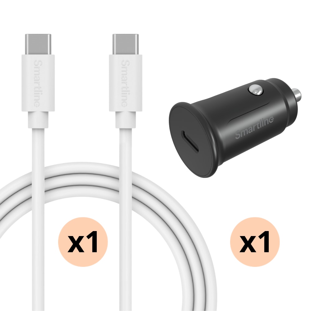 Xiaomi Poco X6 Pro - Täydellinen Autolaturi - 1 metrin johto ja laturi USB-C - Smartline