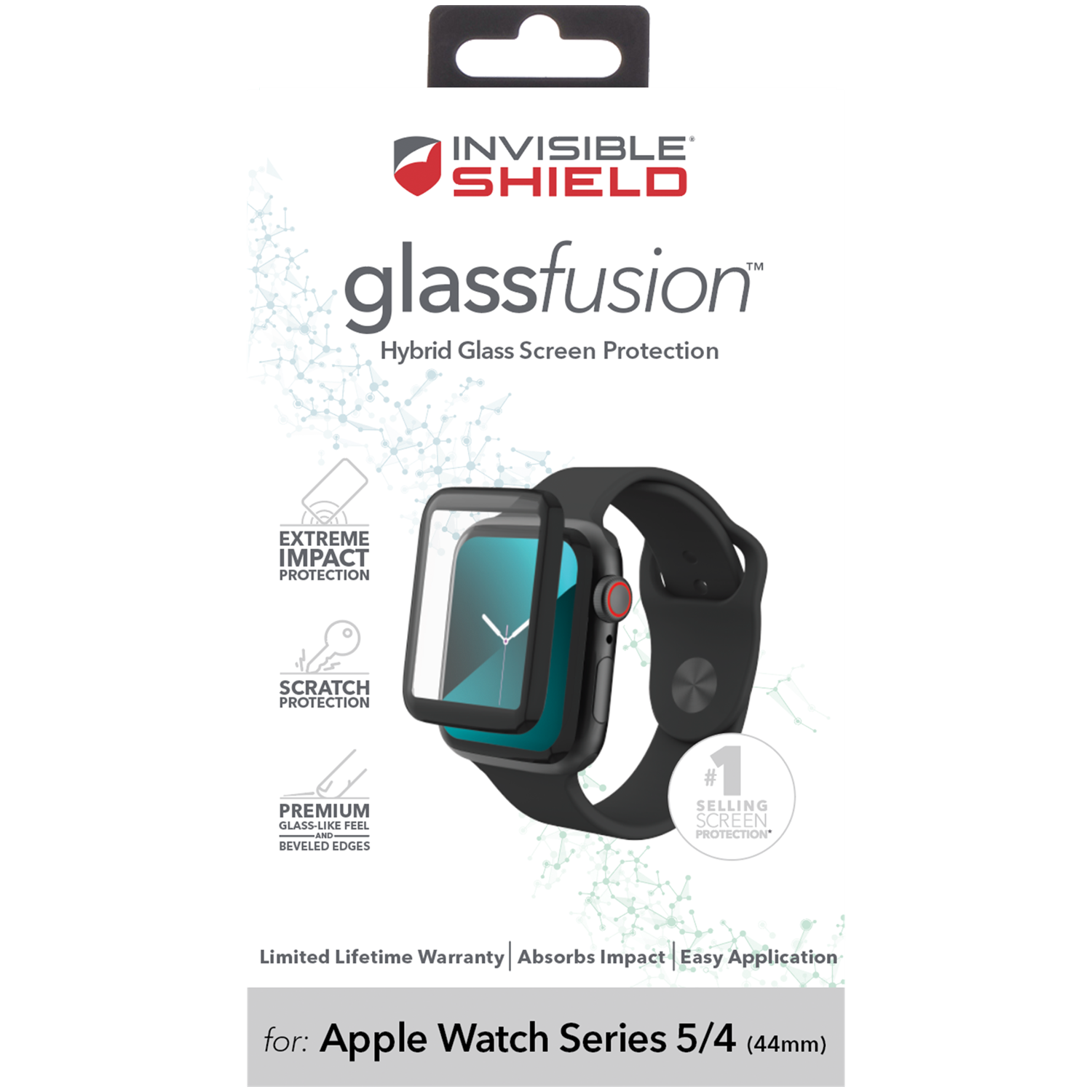InvisibleShield GlassFusion Apple Watch 44 mm Musta
