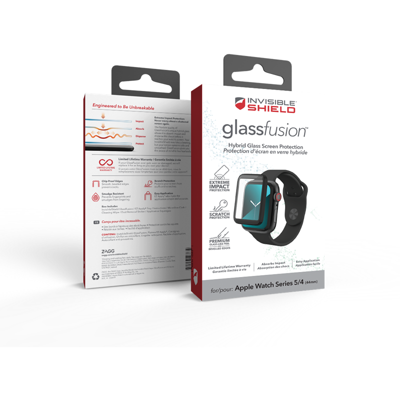 InvisibleShield GlassFusion Apple Watch 44 mm Musta