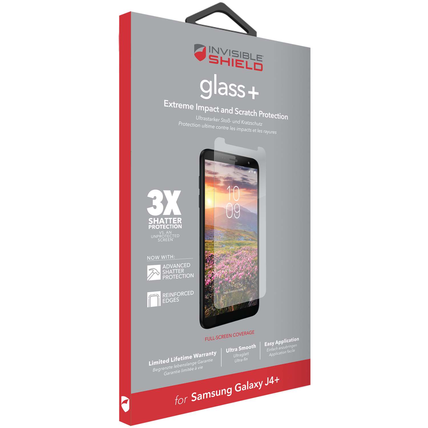 InvisibleShield Glass Plus Samsung Galaxy J4 Plus 2018 Läpinäkyvä